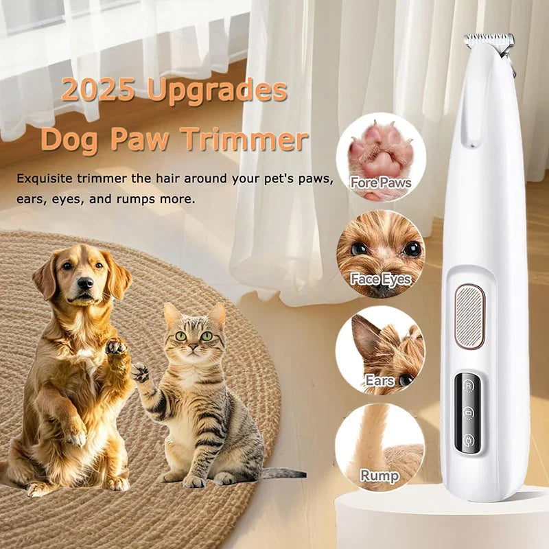 Elektrischer Pfotenschneider für Hunde und Katzen, ideal für Fellpflege an Pfoten, Ohren und Augen.